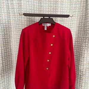 Catherine Malandrino Red Blouse with Gold Buttons